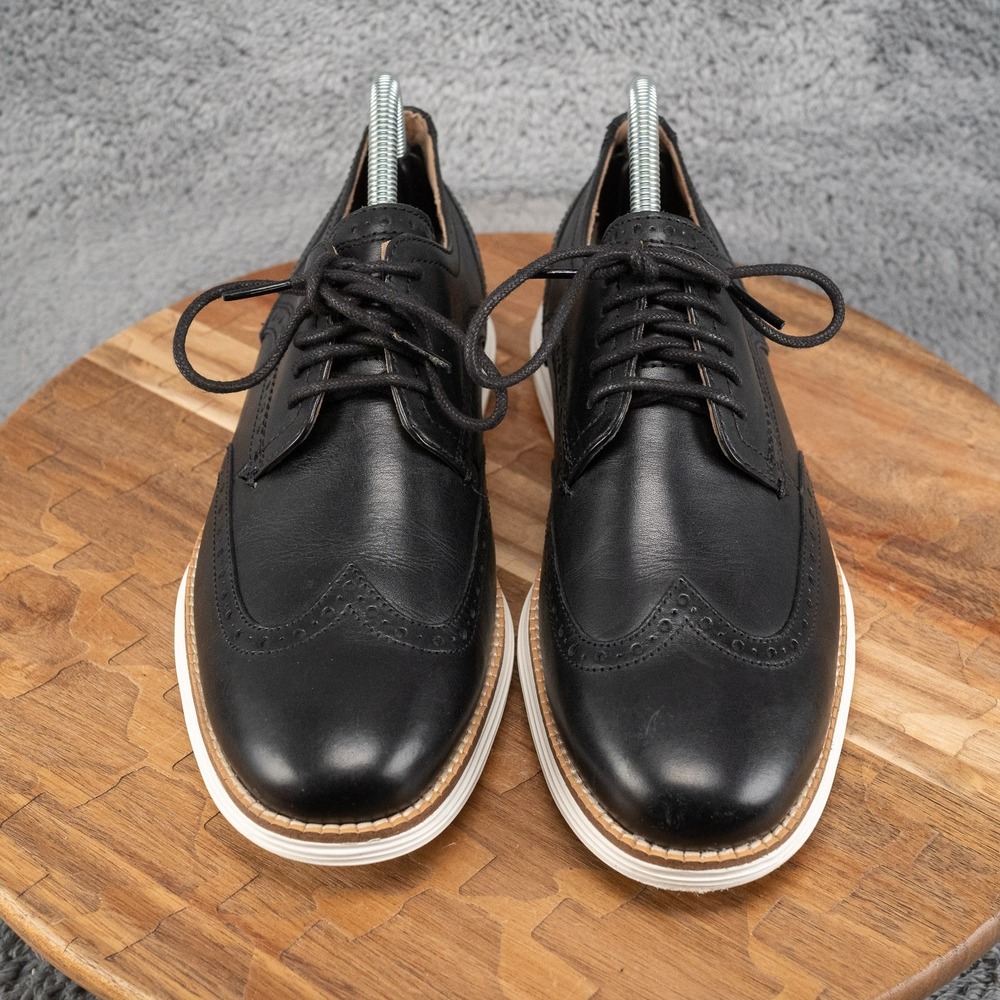 Cole Haan Men's OriginalGrand Wingtip Oxford Shoes Size 7.5 Black Leather - Picture 2 of 9